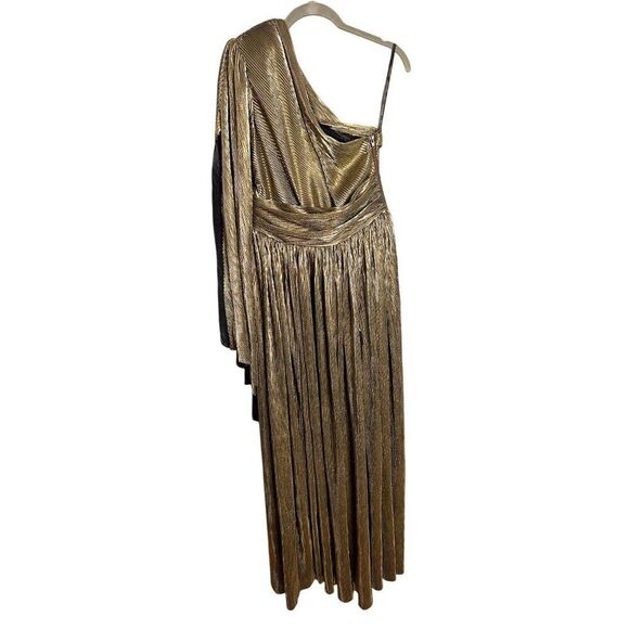 NWT Bronx and Banco Florence One-Shoulder Gown XS Gold Maxi Dress - Picture 9 of 14